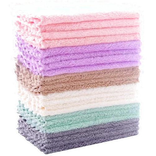 Sunny zzzZZ 24 Pack Kitchen Dishcloths - Does Not Shed Fluff - Reusable Dish Towels, Dish cloths, Super Absorbent Coral Fleece Cleaning Cloths, Nonstick Oil Washable Fast Drying, 7 x 9 Inch (Multicolor)