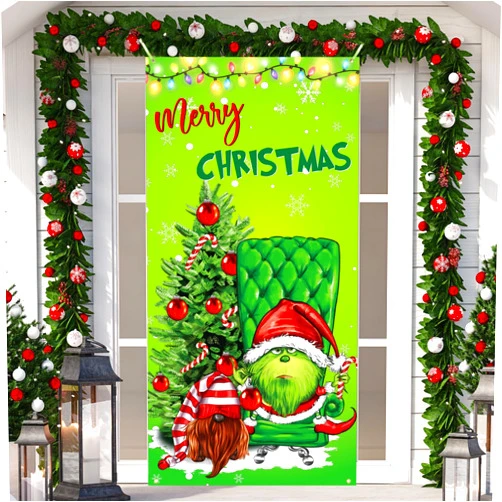 Heorryn Christmas Door Cover 70.8x35.4 Inch,Large Door Christmas Decoration Banner Backdrop for Party Supplies Front Door Decor