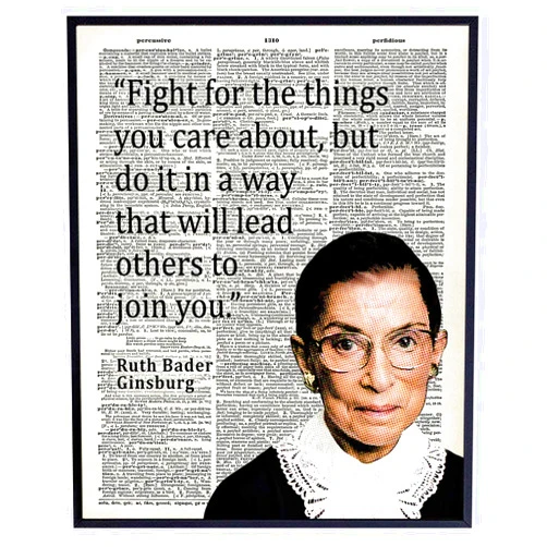 YELLOWBIRD ART & DESIGN Ruth Bader Ginsburg Wall Art - RBG Motivational Quote Home Decor, Room Decoration for Office, Bedroom - Inspirational Gift for Women, Attorney, Lawyer, Liberal Feminist - Picture Poster Photo Print