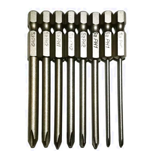 YDLQWCZ Phillips Screwdriver Bits Set 8pcs includ PH0 PH1 PH2 Screw Head 3Inch Length Cross Bit 1/4 Inch Shank Hex(8pcs Phillips Head 75mm)