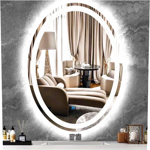 MEIOUKA 26 x 40 Inch Oval LED Vanity Mirror with Lights Oval Lighted Mirror for Bathroom Wall Mounted 40 LED Oval Mirror with Lights Dimmable 3 Color AntiFog 40in Bathroom Oval Smart Light up Mirror