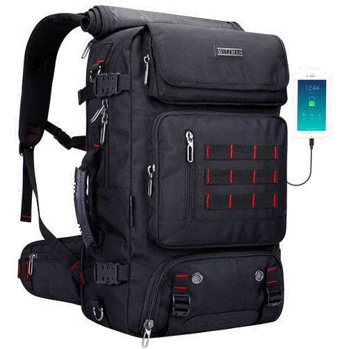 WITZMAN Carry on Travel Backpack for Men Women Airline Approved Convertible Nylon Duffle Backpack Luggage Bag (B682 Black)