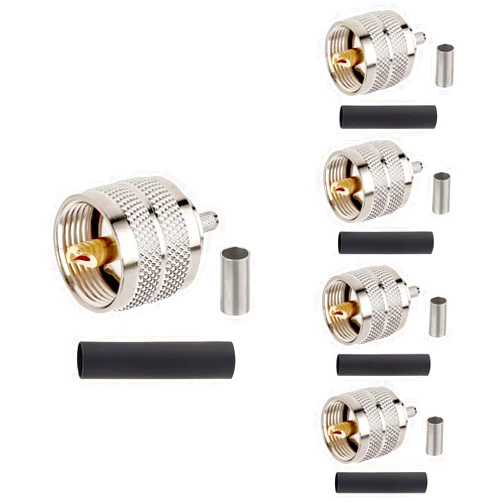MOOKEERF PL-259 UHF Male Plug Crimp Coax Connector Adapter for RG58 LMR195 3D-FB RG142 KSR195 RG400 Cable (Pack of 5)