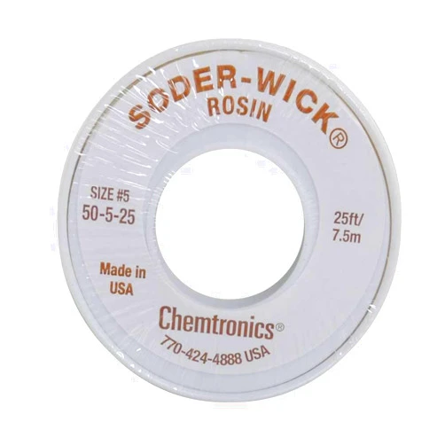 Chemtronics 50-5-25 Soder-Wick Rosin Desoldering Braid 0.145in/3.7mm 25ft