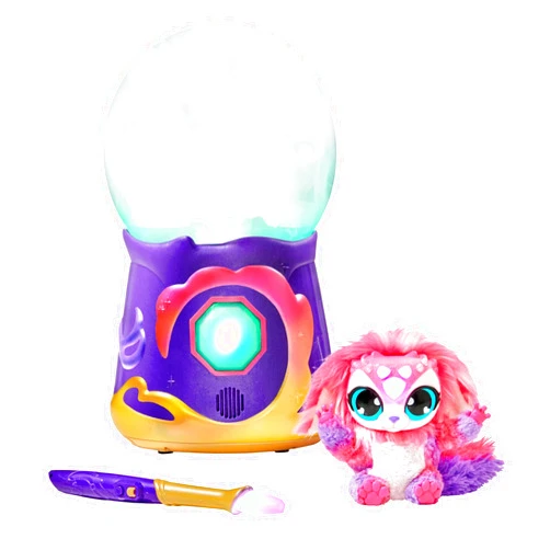 JKNEW Magical Misting Crystal Ball with Interactive 8 inch Blue Plush Toy and 80+ Sounds and Reactions, Electronic Pet, Ages 5+ (Pink)