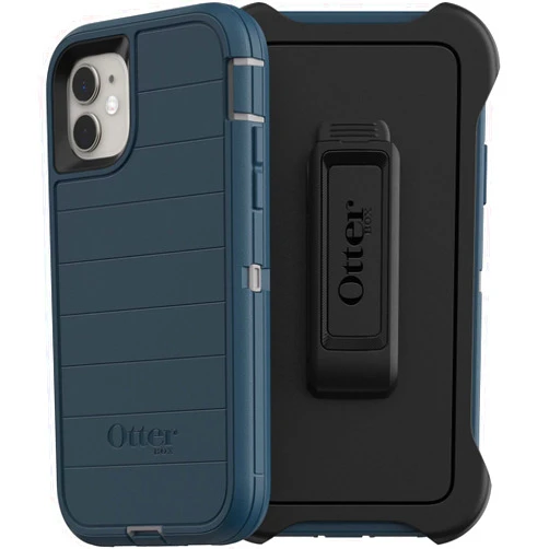 OtterBox Defender Series Screenless Edition Case for iPhone 11 (Only) - Holster Clip Included - Microbial Defense Protection - Non-Retail Packaging - Gone Fishin (Blue)