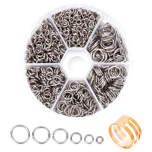 PH PandaHall 1000pcs 304 Stainless Steel Jump Rings, 18-Gauge Open Jump Ring 4/5/6/8/9/10mm Connector Rings O Ring Chainmail Rings for Earring Bracelet Necklace Jewelry Keychain DIY Craft Making