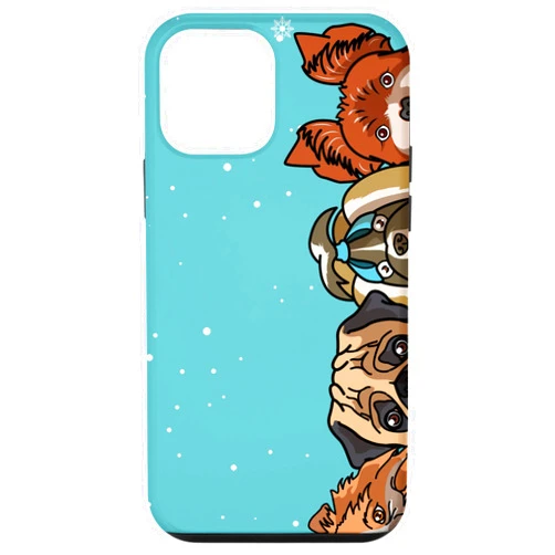 Graphicartel Dog Lover Lover iPhone 12 mini Peeping Dogggies Paw Print Pattern Dog Mom Lover Blue Green Case