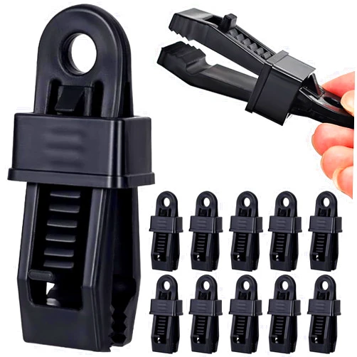 HVECT 30 Pcs Tarp Clips, Tarp Clamps Heavy Duty Lock Grip for Cover Awnings, Outdoor Camping Tent, Caravan Canopies, Multipurpose Fix Clamp for Tarp & Shade Cloth (Black-30PCS)
