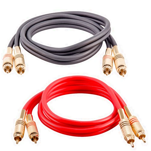 Seismic Audio Speakers Dual 2-RCA Audio Patch Cables, Male to Male, Black and Red, 3 Foot, Pack of 2