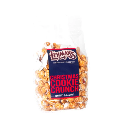 Lehman's Caramel Popcorn Snack Mix, Crunchy Popped Corn Treat with White Chocolate, Christmas Cookie Crunch Flavor, 1 lb