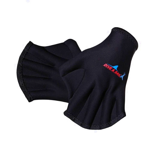 WINOMO 1 Pair Webbed Swimming Gloves Aquatic Traning Fit Paddles Water Resistance Diving Hand Web (Black)
