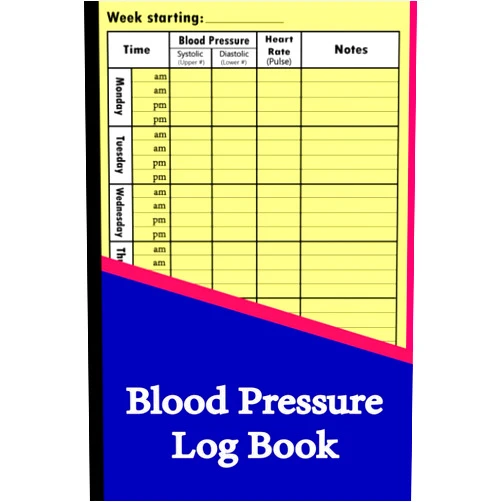 Blood Pressure TD Publishing Blood Pressure Log Book: Daily Blood Pressure Log for Record and Monitor Blood Pressure at Home - 120 Pages (6