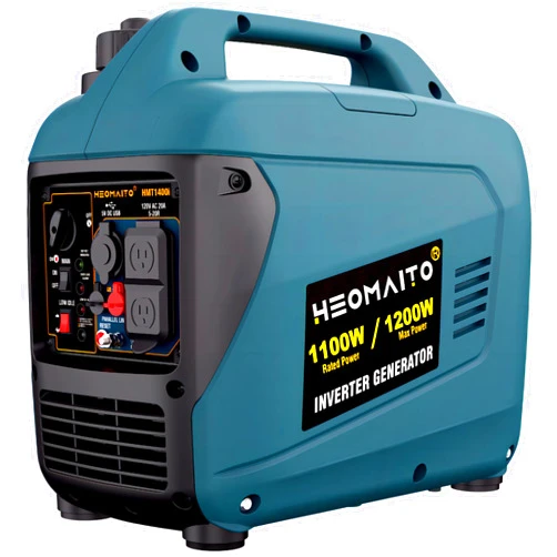 HEOMAITO Portable Inverter Generator 1200W Ultra Quiet Gas Powered with CO Sensor Eco-Mode, Parallel Capability, EPA & CARB Compliant, Ultra Lightweight for Outdoor Camping, RV Ready & Backup Home Use