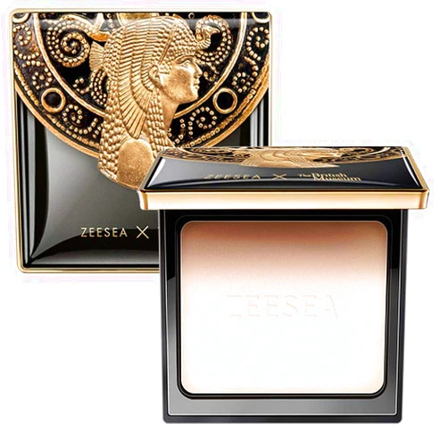 ZEESEA Pressed Powder The British Museum Egypt Series Long Lasting Oil Control Facial Finishing Brighten Setting Powder Multi-use Foundation (#01 Ivory White)