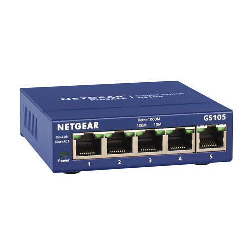 NETGEAR 5-Port Gigabit Ethernet Unmanaged Switch (GS105NA) - Desktop or Wall Mount, and Limited Lifetime Protection Gray