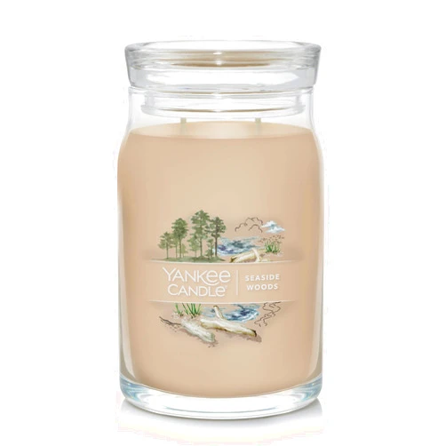 Yankee Candle Seaside Woods Scented, Signature 20oz Large Jar 2-Wick Candle, Over 60 Hours of Burn Time