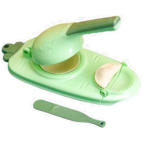 WOPPOW 2 In 1 Dumpling Maker Press Kitchen Empanada Maker Press Mold Manual Baking Pastry Dumpling Skin Wrapper Mould for Empanada, Ravioli, Pierogi, Hand Pie Pot Stickers, Jamaican Beef Patties (Green)