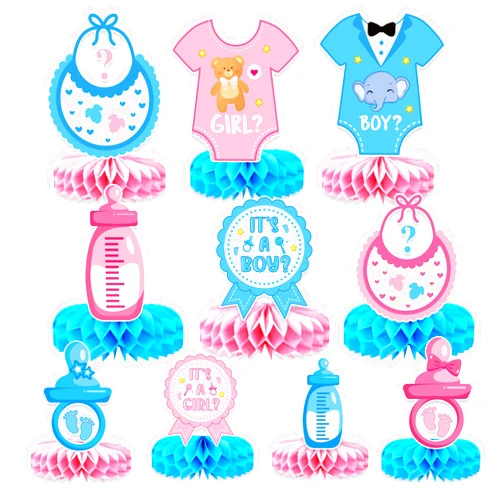 EngoEagle Gender Reveal Decorations - 10PCS Baby Gender Reveal Centerpieces for Table Boy or Girl Blue and Pink Gender Reveal Decorations He or She Pregnancy Announcements Decor