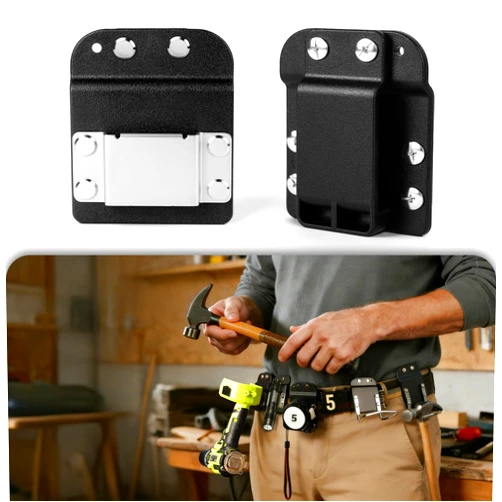 FXBSQF Heavy-Duty Tape Measure and Hammer Holder, Low-Profile Drill Belt Clip & Hammer Holster Fits Up to 2-Inch Belts, Quick Access for TapeMeasure, Electric Drill, Hammer, Pry Bar