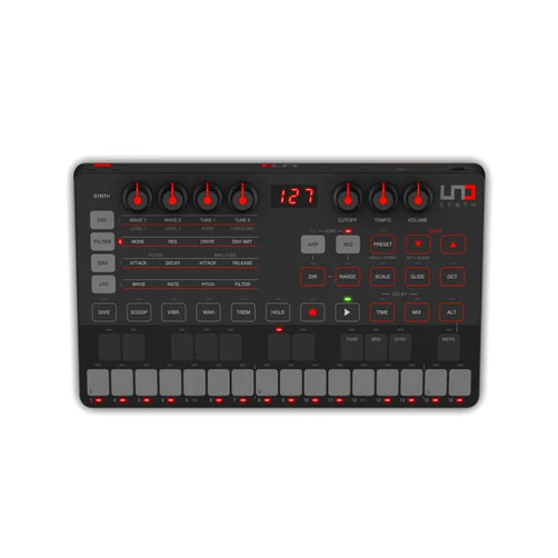 IK Multimedia UNO Synth portable monophonic real analog synthesizer with sequencer, arpeggiator, battery operation, full MIDI/USB control and Mac/PC/iPad editor software