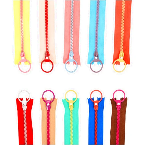 Sundee 20Pcs Colorful Resin Zippers with Ring Pulls for DIY Tailor Sewing Craft Accessories Mixed 10 Color - 6 Inch