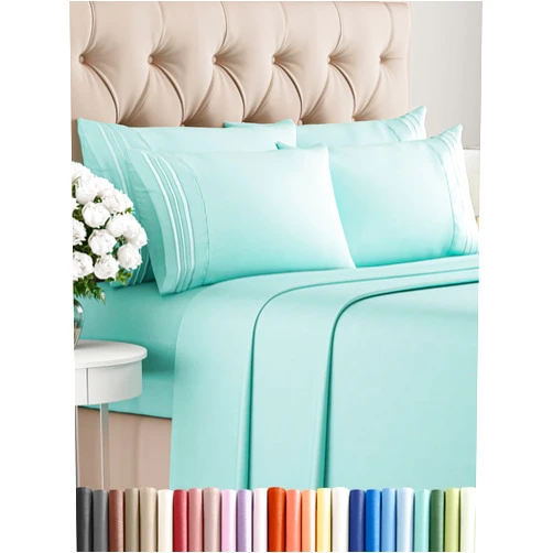 CGK Unlimited King 6 Piece Sheet Set - Comfy, Breathable & Cooling - Hotel Luxury Bedding for Women, Men, Kids & Teens - 1 Flat & 1 Fitted Sheet & 4 Pillowcases w/ Deep Pockets - Soft and Wrinkle Free - Spa Blue