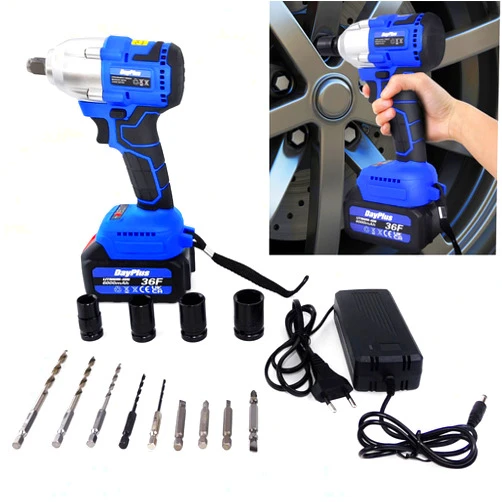 Feidak 21V Impact Wrench Kit Electric Impact Gun 1/2’’ Square Drive w/6.0Ah Li-Ion Battery High Torque 420Nm, Variable Speed, 14/17/19/22mm Socket Set & 12Pcs Bits, Cordless Brushless Driver