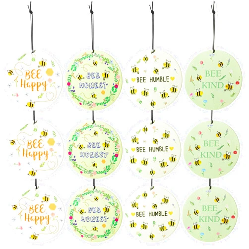 Dimsile 12 Pcs Car Air Freshener Hanging Flowers Car Diffuser Ornaments Hanging Incense Chips Scented Car Air Freshener Automotive Refresh Air Fragrant for Car Interior Home Wardrobe Gift (Spring Bee)