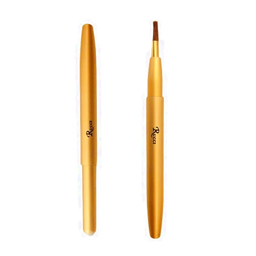 Rucci Professional RUCCI Retractable Lip Brush with Cap Portable Applicators for Lipstick Lip Gloss Professional Natural Synthetic Bristles Makeup Brush Tool (Gold)