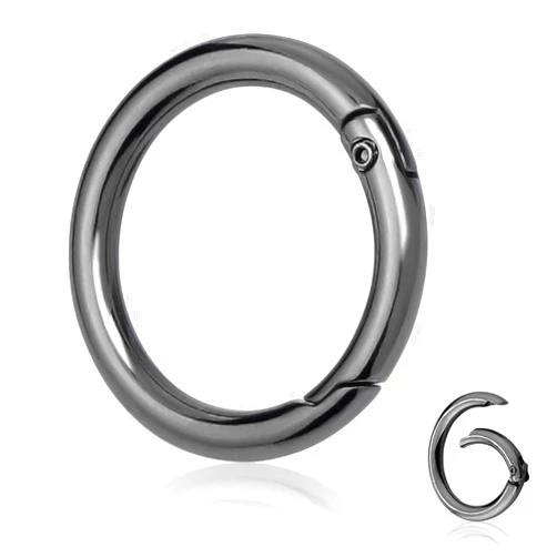 CooBigo 10Pack 1 Inch Metal Spring O Rings Clip Keychain, Round Carabiner Clips Keyrings Snap Hook Buckle, Purse Shoulder Bag Chain Rings Clip Replacement Paracord Keychain Lanyard Leather DIY Crafts (Black)