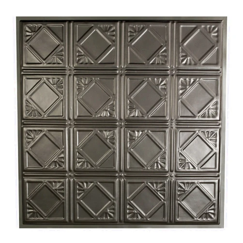 Great Lakes Tin Ludington Argento Lay In Ceiling Tiles - Perfect for DIY and Home Renovation Projects - Easy to Install (5 Pack)