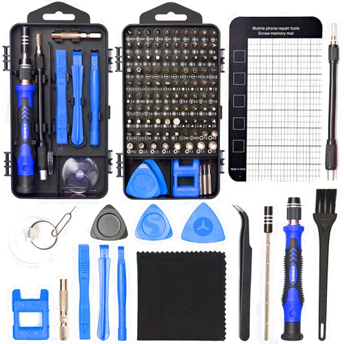 STREBITO Precision Magnetic Screwdriver Set 124-Piece Electronics Tool Kit with 101 Bits, for Computer, Laptop, Cell Phone, PC, MacBook, iPhone, PS4, PS5, Xbox Repair