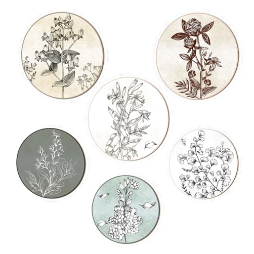 Barydat 6 Pieces Boho Plant Wall Art Print Set Boho Wooden Wall Print Neutral Vintage Wall Decor Minimalist Hanging Art Wall Decor Farmhouse Bedroom Living Room Office (Round)