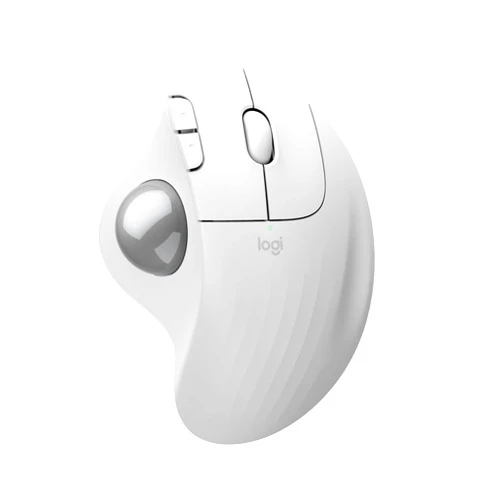 Logitech Ergo M575S Wireless Trackball Mouse, Wireless Ergonomic Mouse with Bluetooth and Encrypted Dongle, Comfortable Thumb Control, Precise and Smooth Tracking, for PC/Mac - Off- White Silver Ball