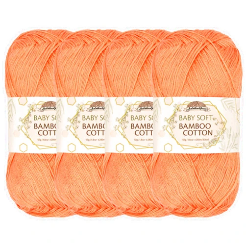 BambooMN JubileeYarn Baby Soft Bamboo Cotton Yarn - 50g/Skein - COHO Salmon - 4 Skeins