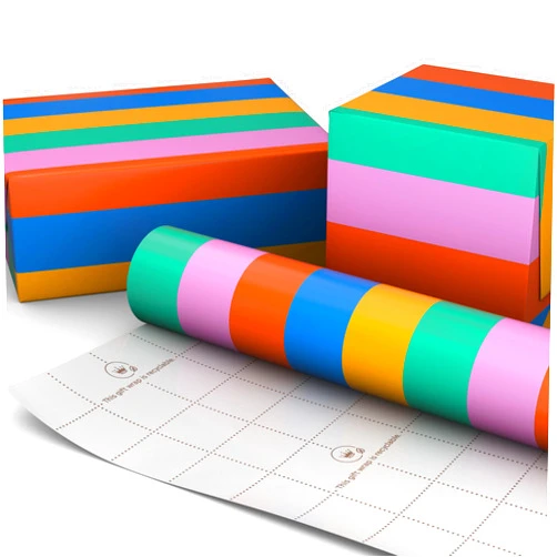 Hallmark Wrapping Paper Mini Roll - Orange, Blue, Pink and Green Stripes Gift Wrap Paper (1 Mini Roll: 40 sq. ft. ttl.) for Birthdays, Graduations, Mother's Day, Any Occasion