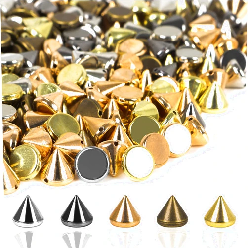 CSPRING 500PCS 10mm Colorful Acrylic Punk Bullet Rivets Cone Spike Studs Beads Sew on Glue on Stick on DIY Garments Bags&Shoes Embellishment