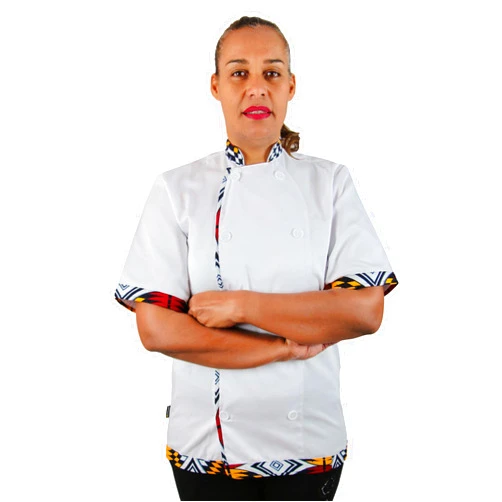 Jeny Sulemange Capulana Amarela White Chef Jacket (XS)