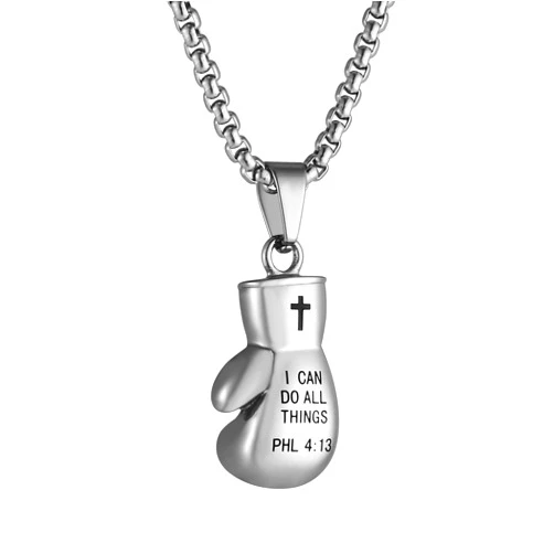 HZMAN Men Women Punk Stainless Steel Boxing Glove Chain Pendant Necklace