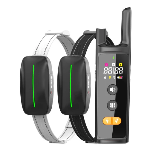Worneeder Dog Training Shock Collar 4000FT Dog Bark Collar with Remote IP67 Waterproof 4 Training Modes Beep Vibration Shock Light Mode Magnetic Charger Electric Dogs Collar 8-25 inches Double Shock Double