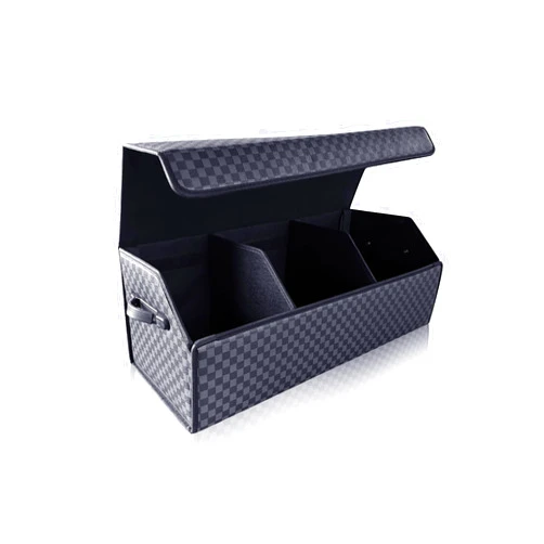 Fyzeoty Car Organizers and Storage - Trunk Organizer for Suv Car,Car Trunk Leather Storage Box,Extra Large,Magnetic Lid,Collapsible and Adjustable