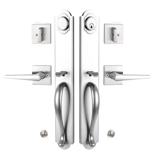 NEWBANG Double Door Handleset MDHST2018-BR1 (Brushed Nickel, Keyed&Dummy Set)
