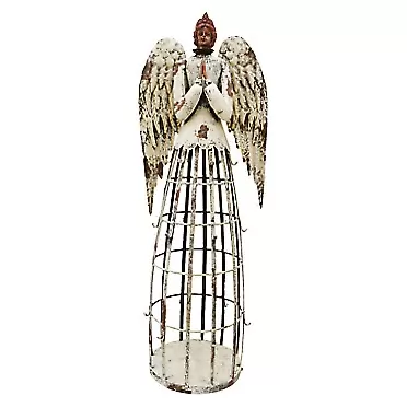 E-view Metal Angel Statues for Garden Yard Lawn - Decorative Sculpture Antique Praying Angels Christmas Holiday Decoration Indoor Outdoor Guardian Angel (22