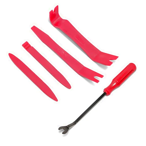 BLAU GRUN 5PCS Auto Trim Removal Tool Kit, Car Interior Door Panel Clip Fastener Removal Set, No Scratch and No Marring Plastic Pry Tool Kit for Vehicle Dash Radio Audio Installer (Red)