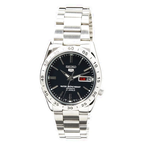 Seiko Men's Analogue Automatic Watch with Stainless Steel Bracelet – SNKE01K1, Black/Silver, Bracelet
