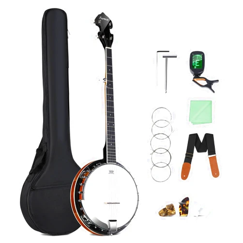 Asmuse Banjo 5 String with 24 Brackets, Full Size 38 Inch Banjo Guitar Closed Solid Back Banjolele, Professional Travel Banjos Set for Beginners Adults with Bag Tuner Strap Strings Pickup