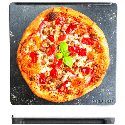 Nerd Chef NerdChef Speed Steel - High Performance Pizza Baking Stone | Integrated Backstop & Handles | Heating Fins (13.5
