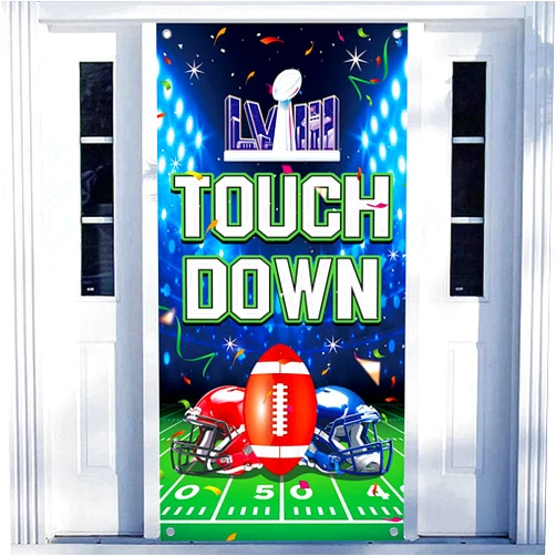 WISHTA Football Door Cover Decoration Football Party Door Background Banner Football Front Door Hanging Banner Photo Booth Backdrop for Indoor Outdoor Party Decor, 70.8 x 35.4 Inch