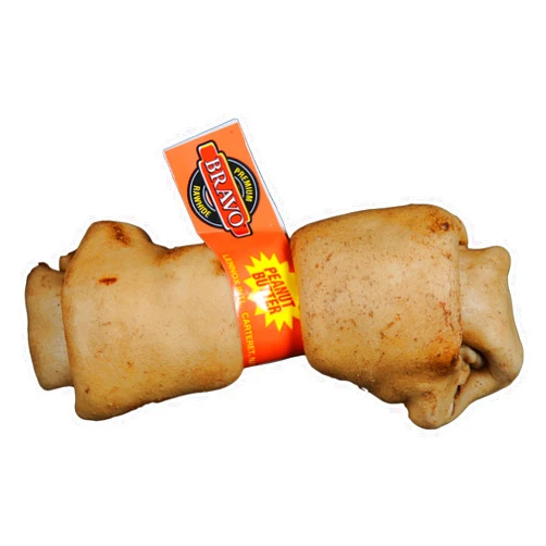 The Rawhide Express Peanut Butter Knotted Bone Dog Chew, 6 By 7-Inch